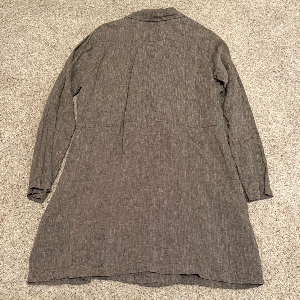 Flax Taupe Linen-Blend Longline Button Jacket - Picture 3 of 5
